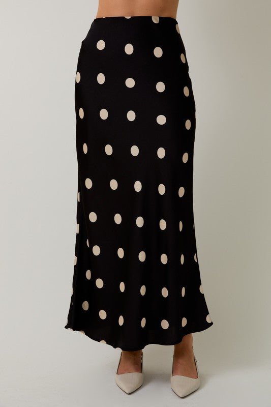 Polka Dot Satin Skirt