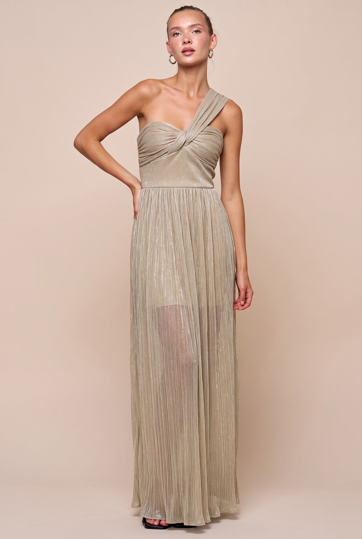 Metallic One Shoulder Dress