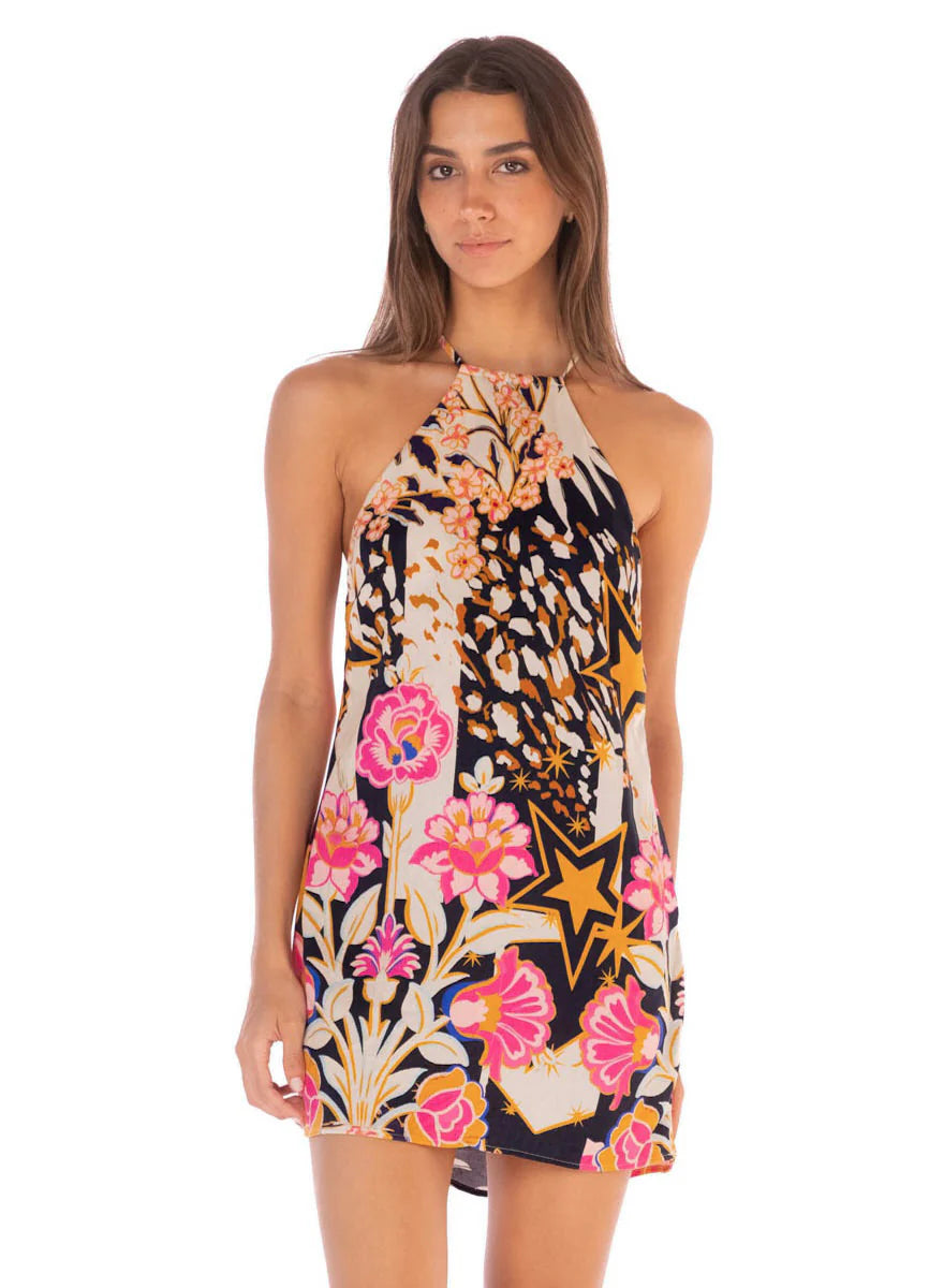 Patchwork Rose Leo Short Dress