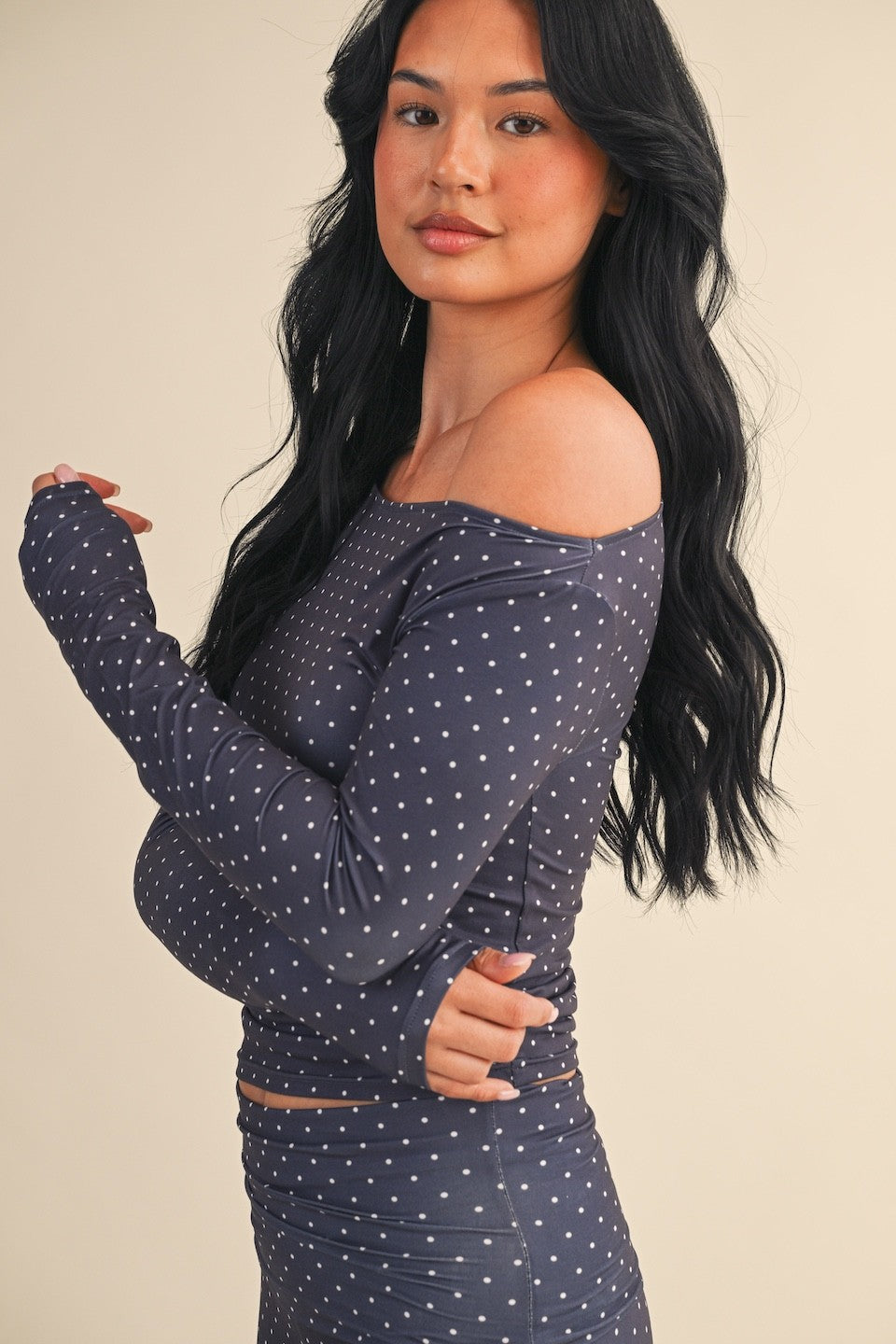 Polka Dot Off The Shoulder Top