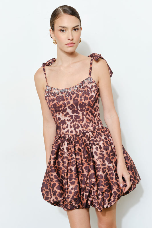 Brown Leopard Bubble Dress