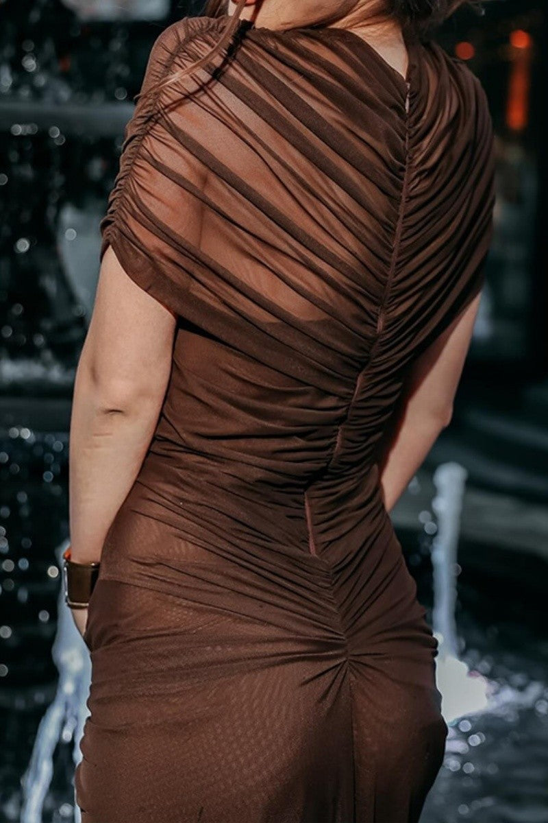 Brown Cutout Dress