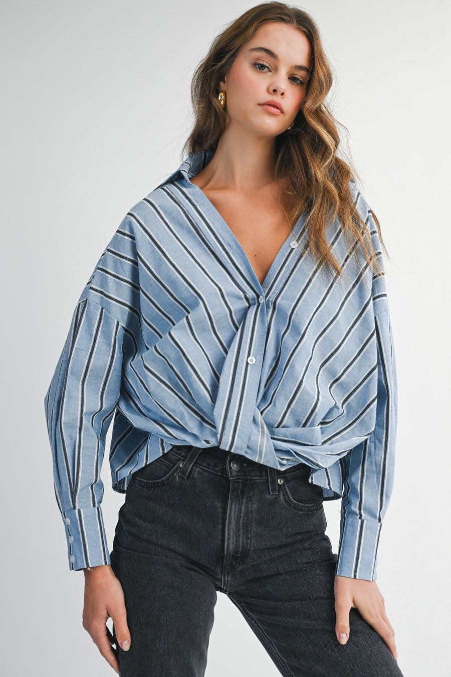 Stripe Cross Front Top