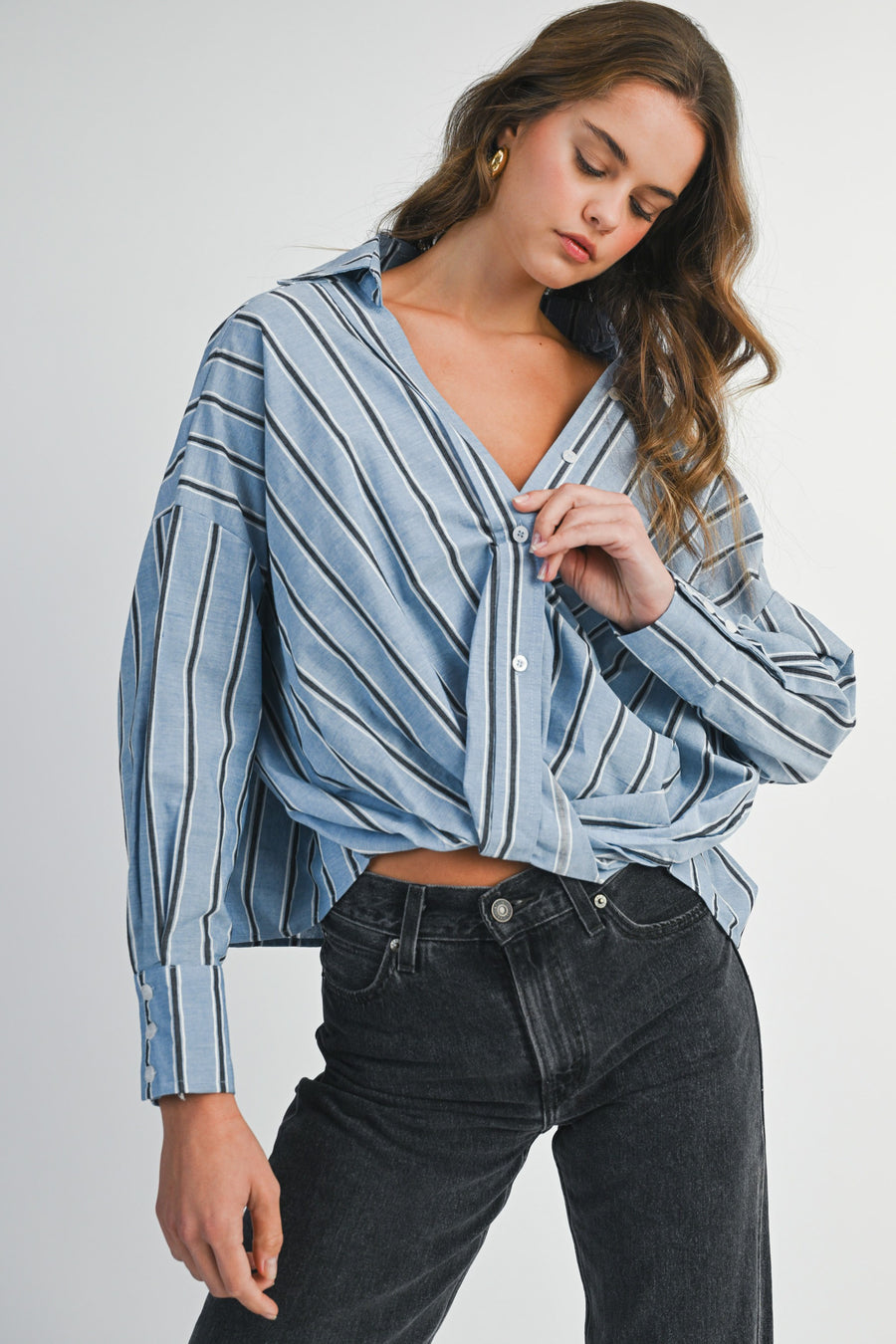 Stripe Cross Front Top