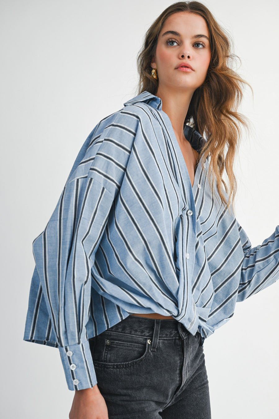 Stripe Cross Front Top