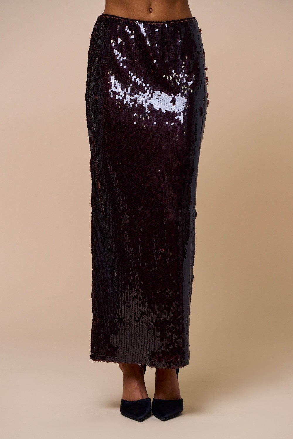 Brown Sequin Maxi Skirt