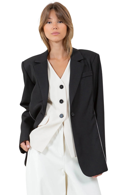 Combined Contrasted Vest and Blazer