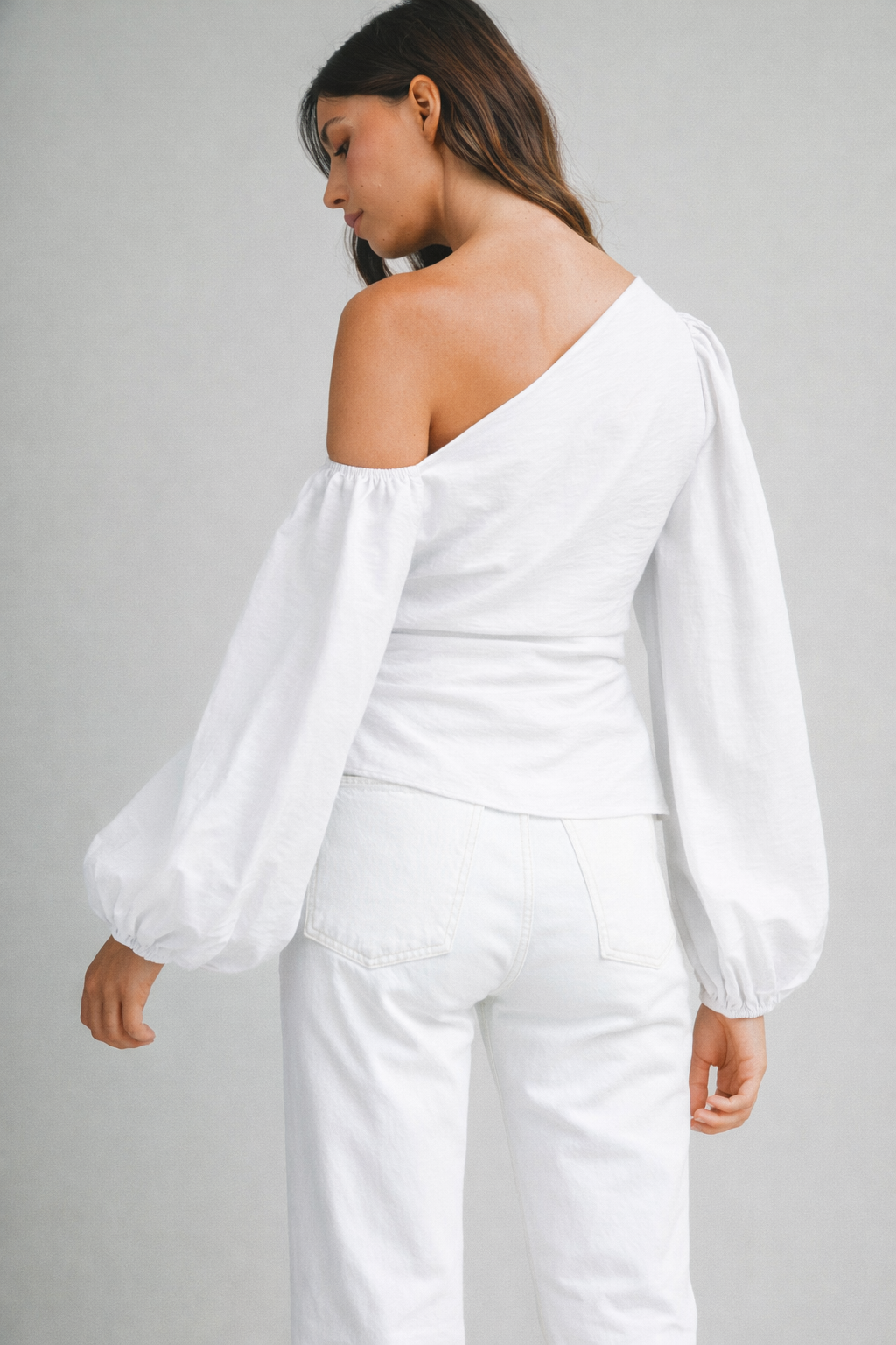 One Shoulder Balloon Sleeve Top