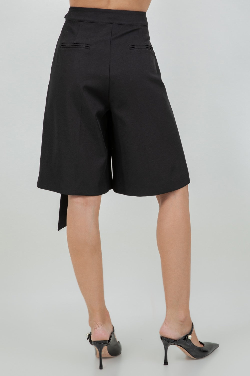 Pleated Wrap overlay Bermuda Shorts
