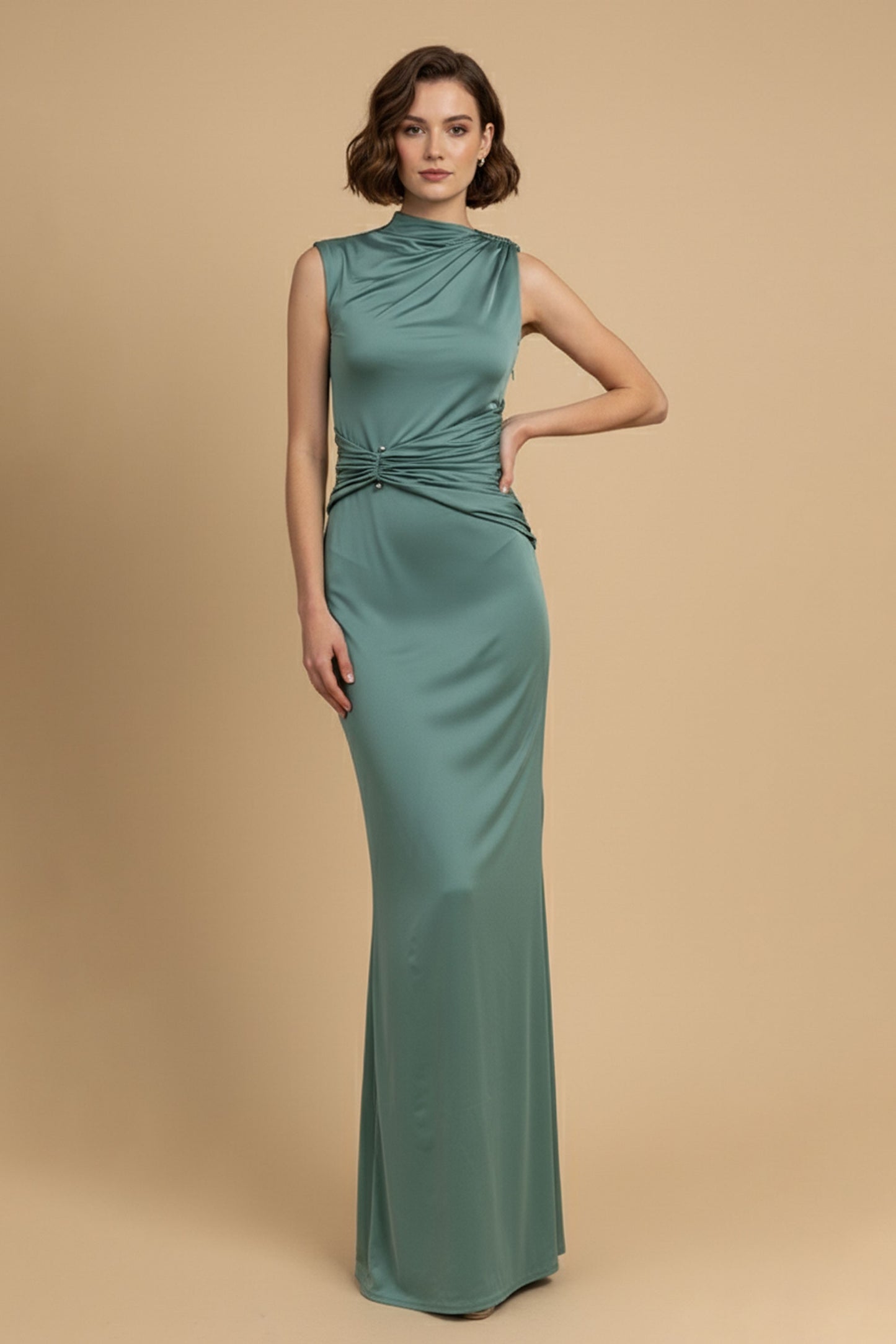 Teal Drape Maxi Dress