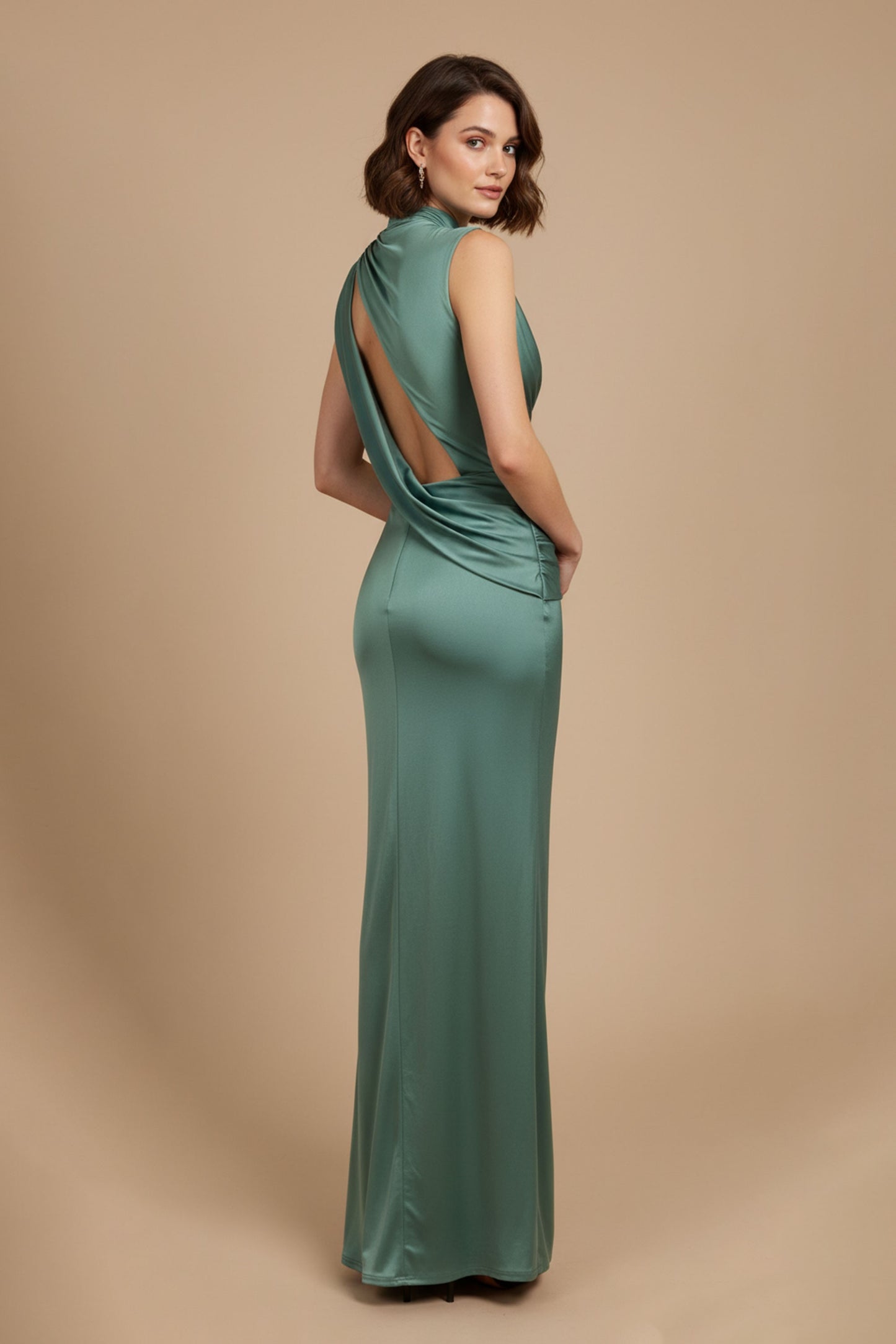 Teal Drape Maxi Dress