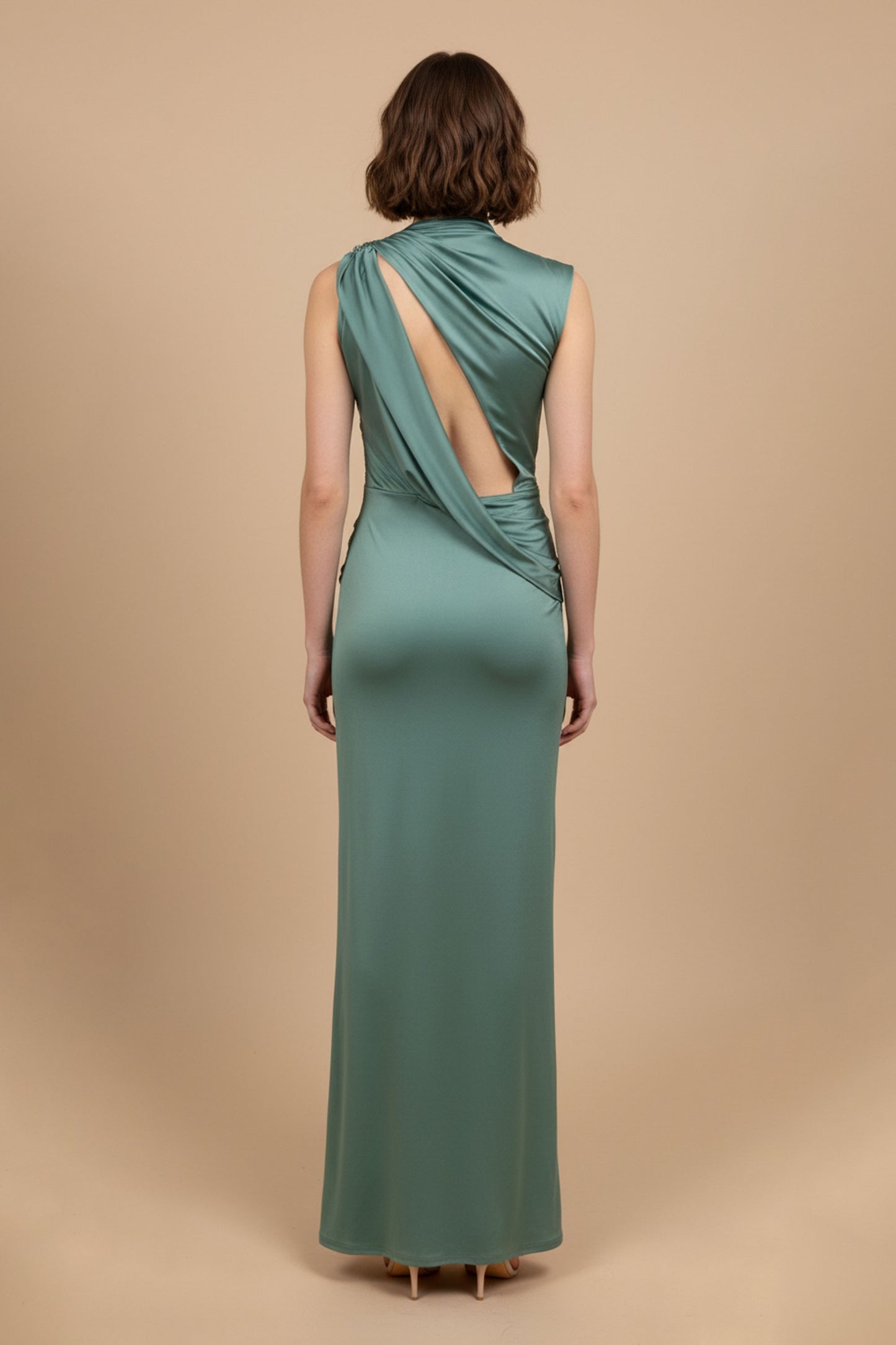 Teal Drape Maxi Dress