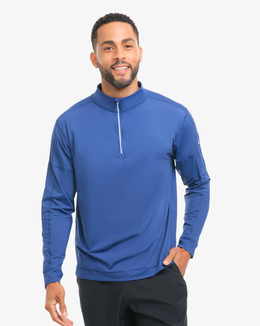 NAVY MEN'S MOCK ZIP TOP