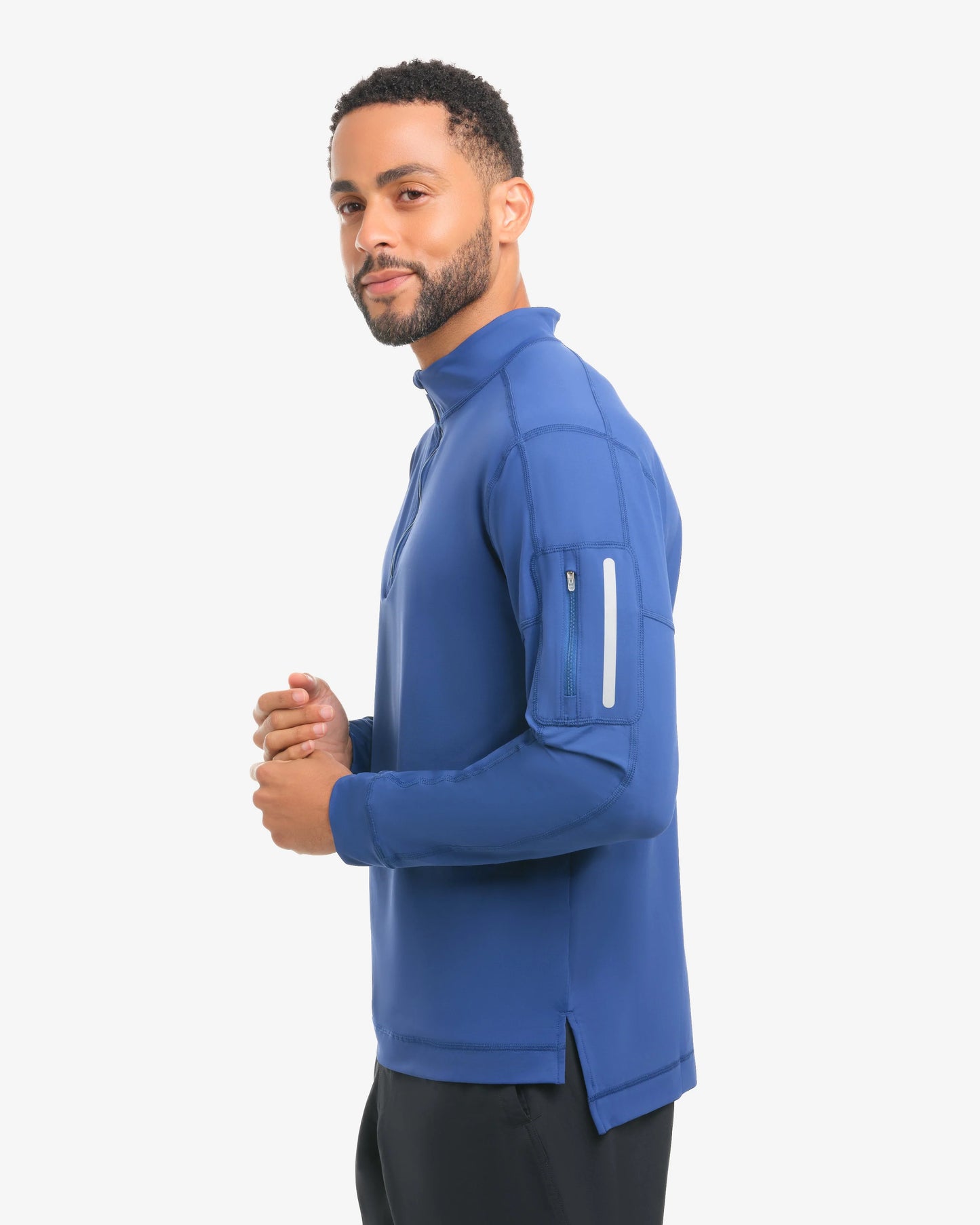 NAVY MEN'S MOCK ZIP TOP
