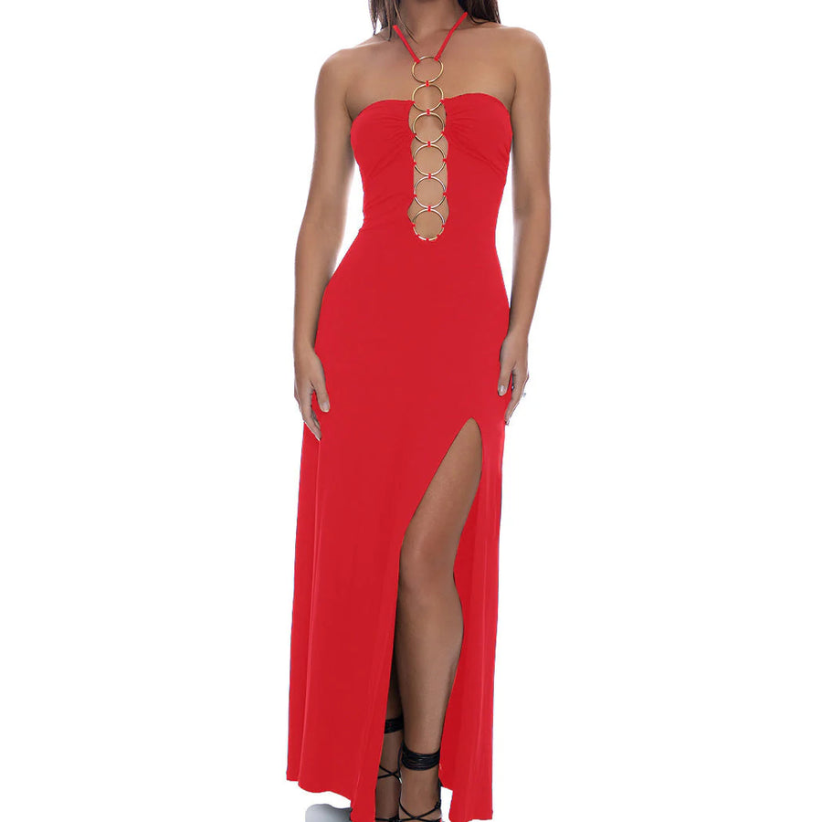 INNER CIRCLE - Halter Ring Long Dress