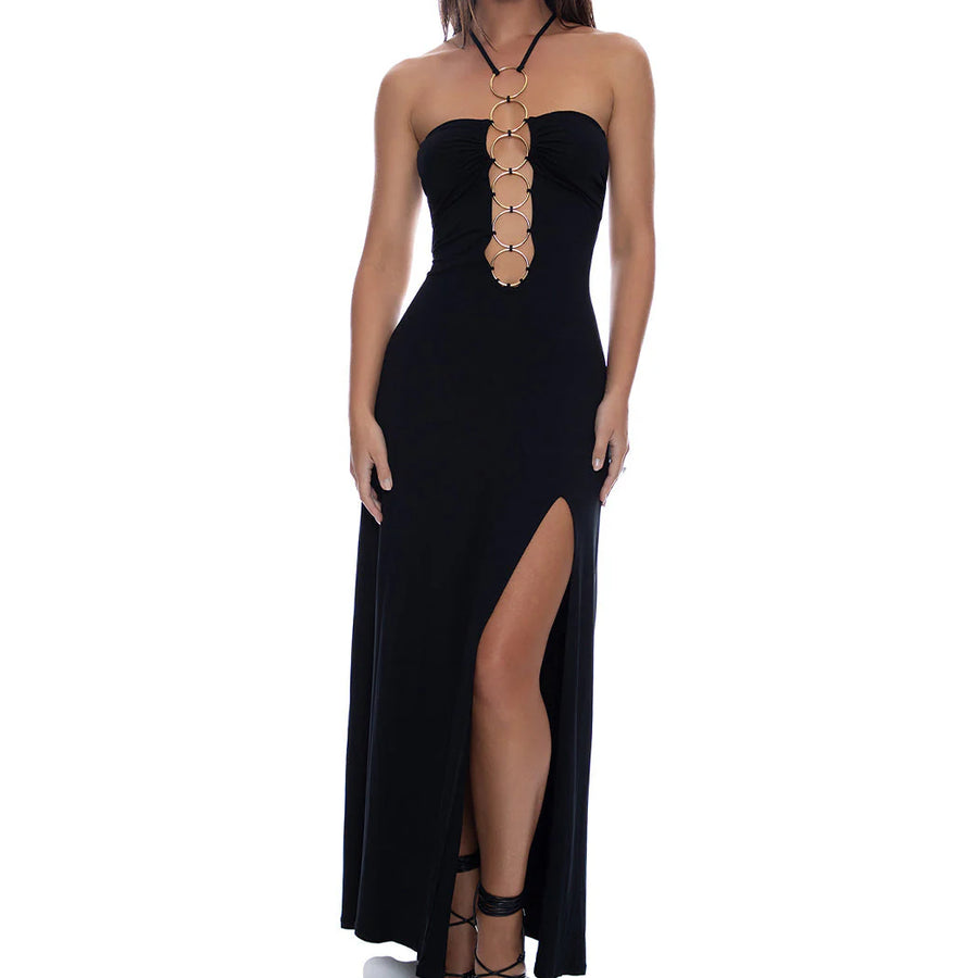 INNER CIRCLE - Halter Ring Long Dress