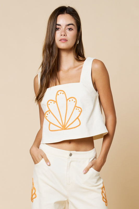 Embroided Shell Top
