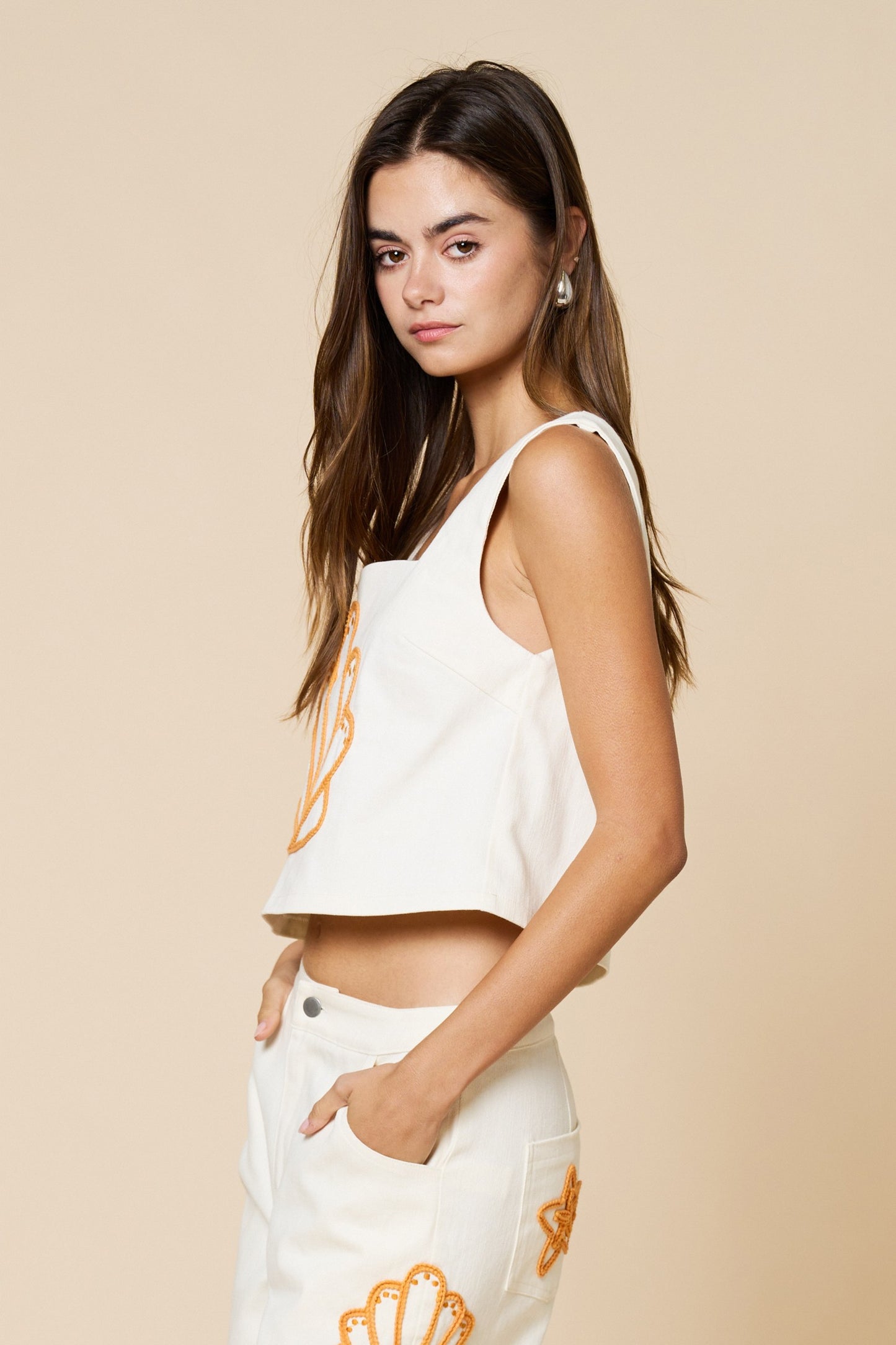 Embroided Shell Top