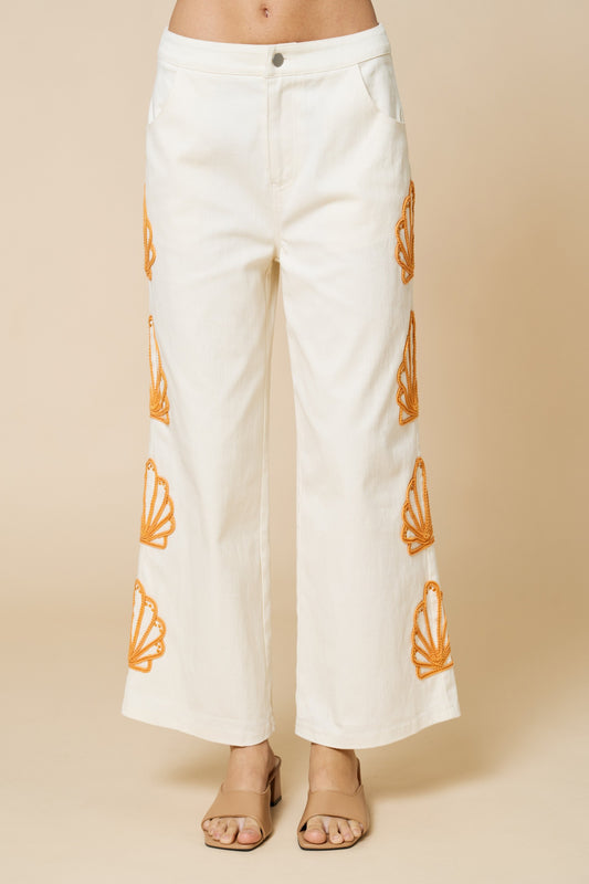 Embroidered Shell Pants