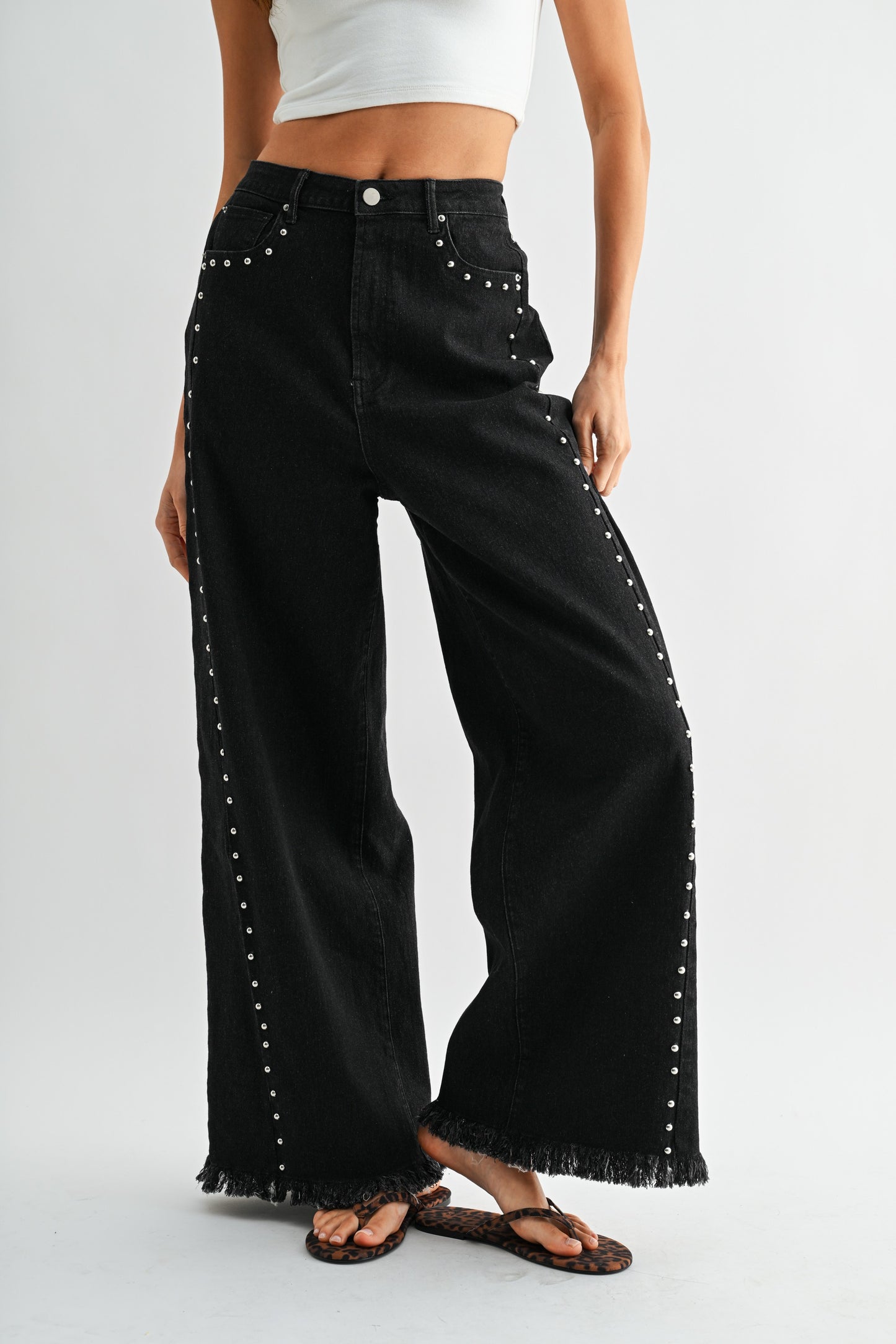 Stud Wide Leg Jeans