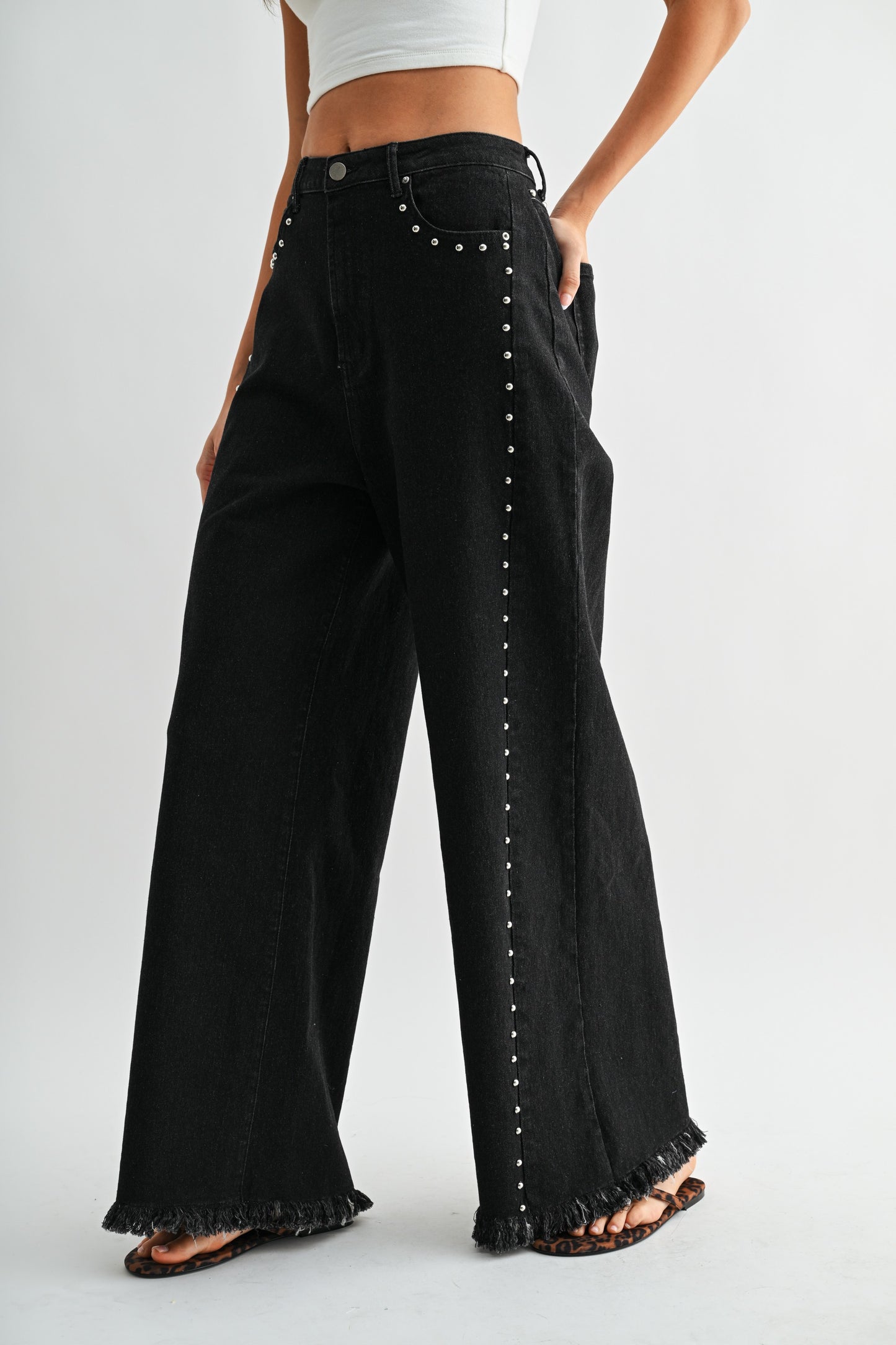 Stud Wide Leg Jeans