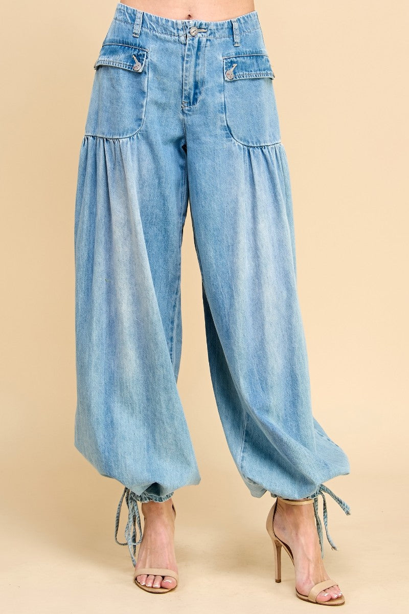 Medium Wash Drawstring Pants