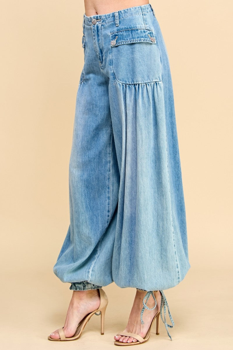 Medium Wash Drawstring Pants