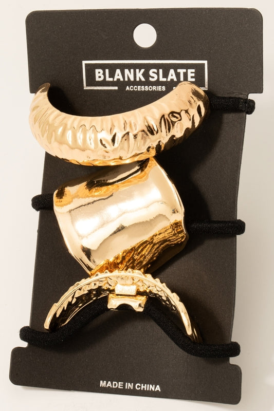 Mixed Large Metallic Shapes Hair Tie Set