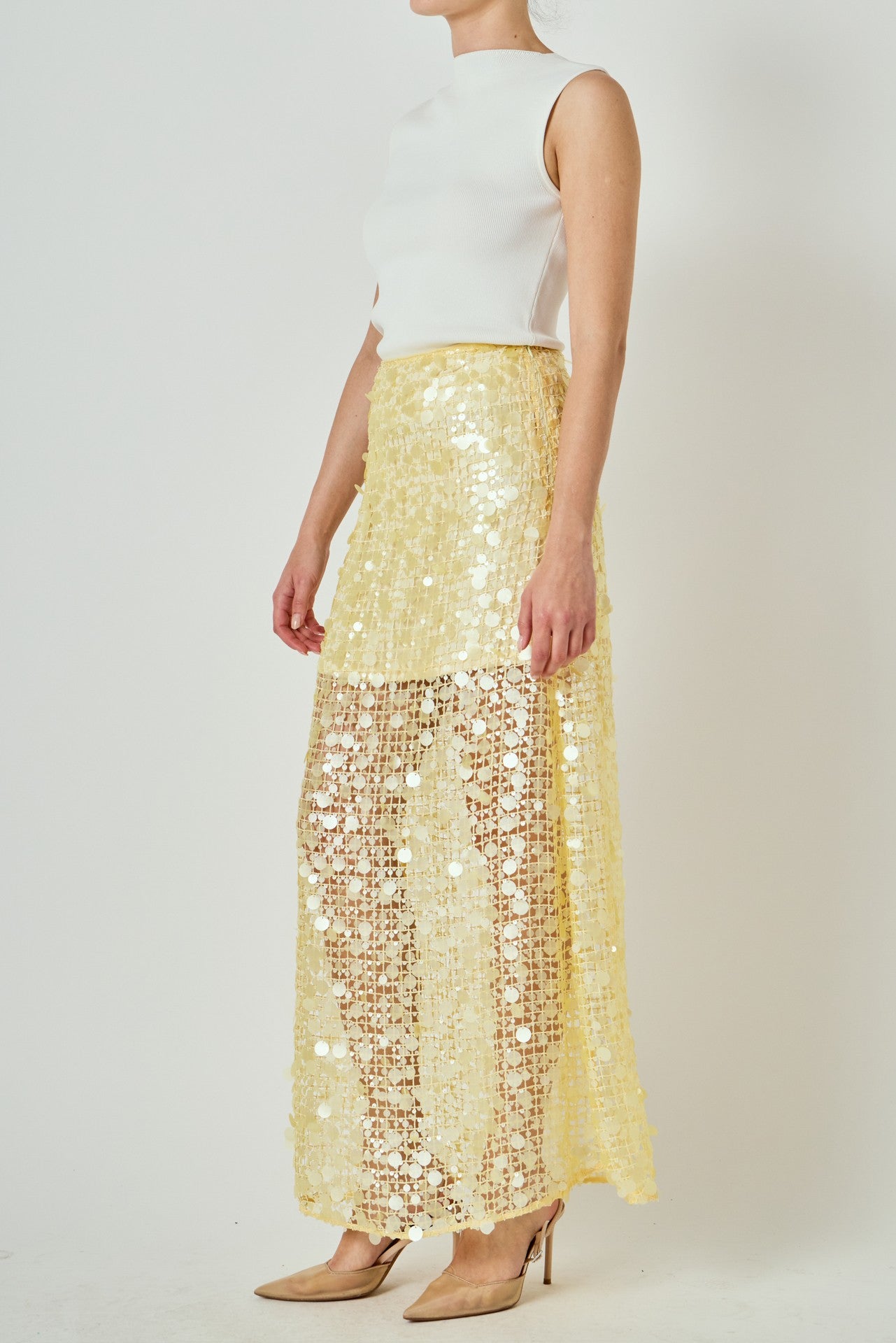 Lemon Sequined Skirt