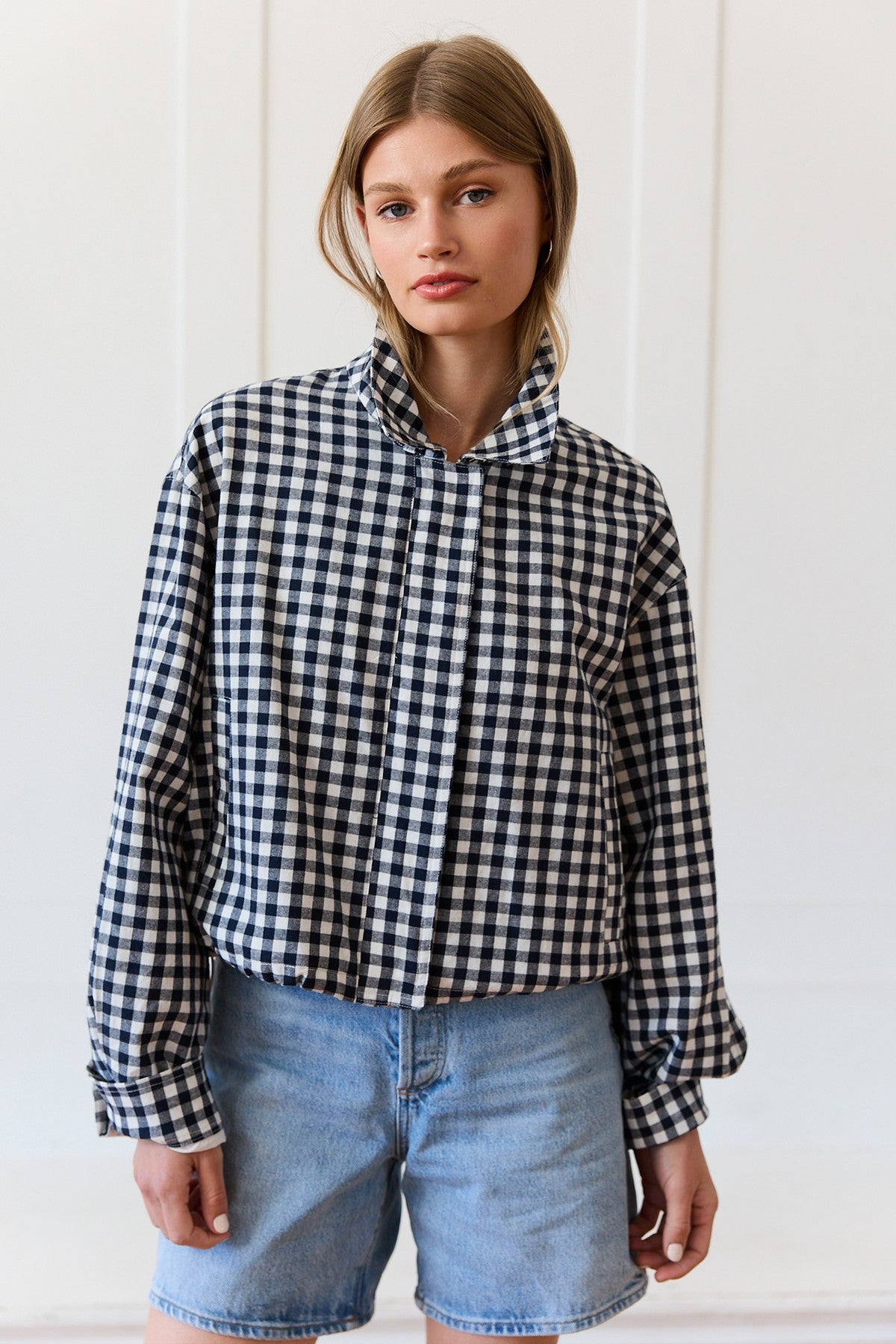 Gingham zip jacket
