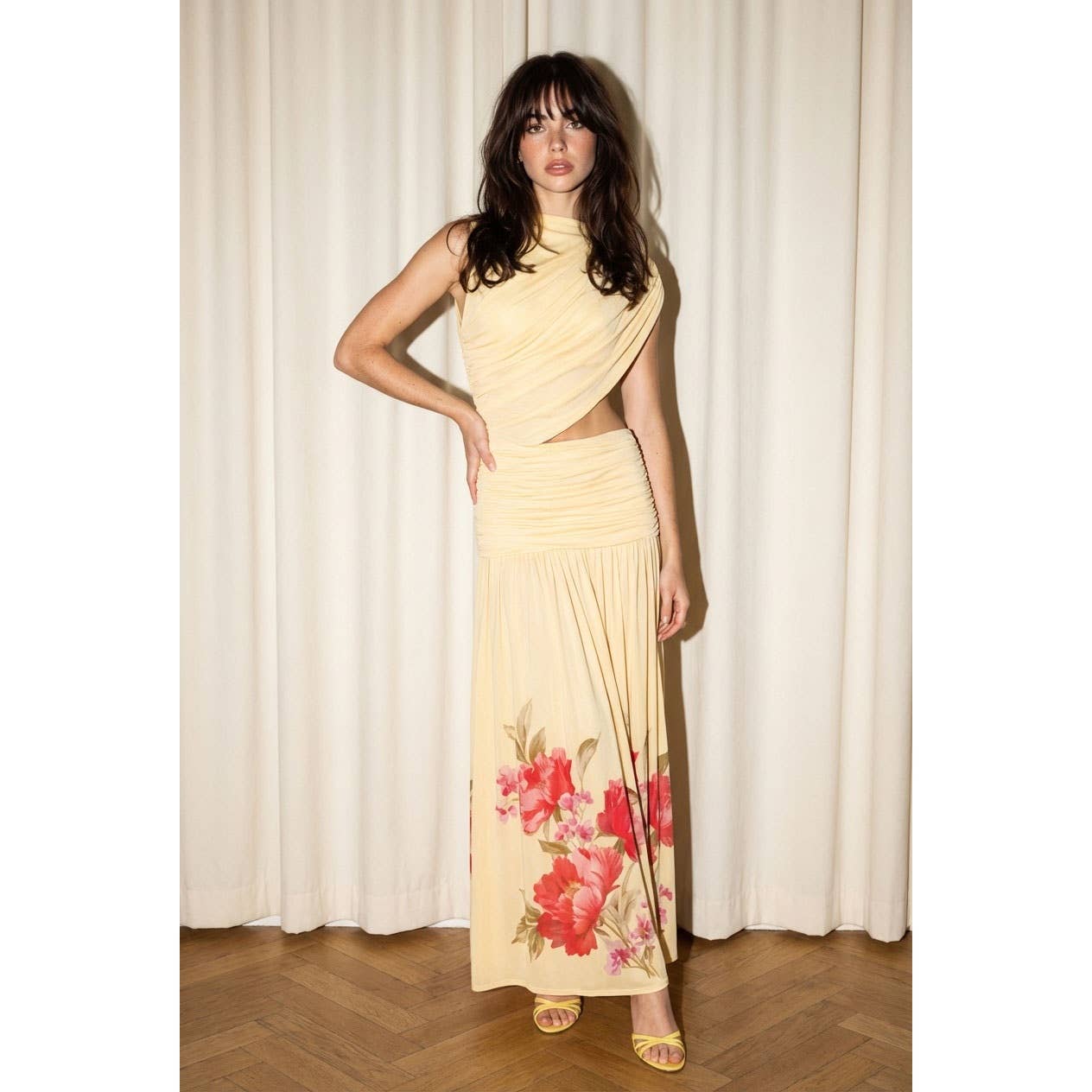 Flower Draped Maxi Dress