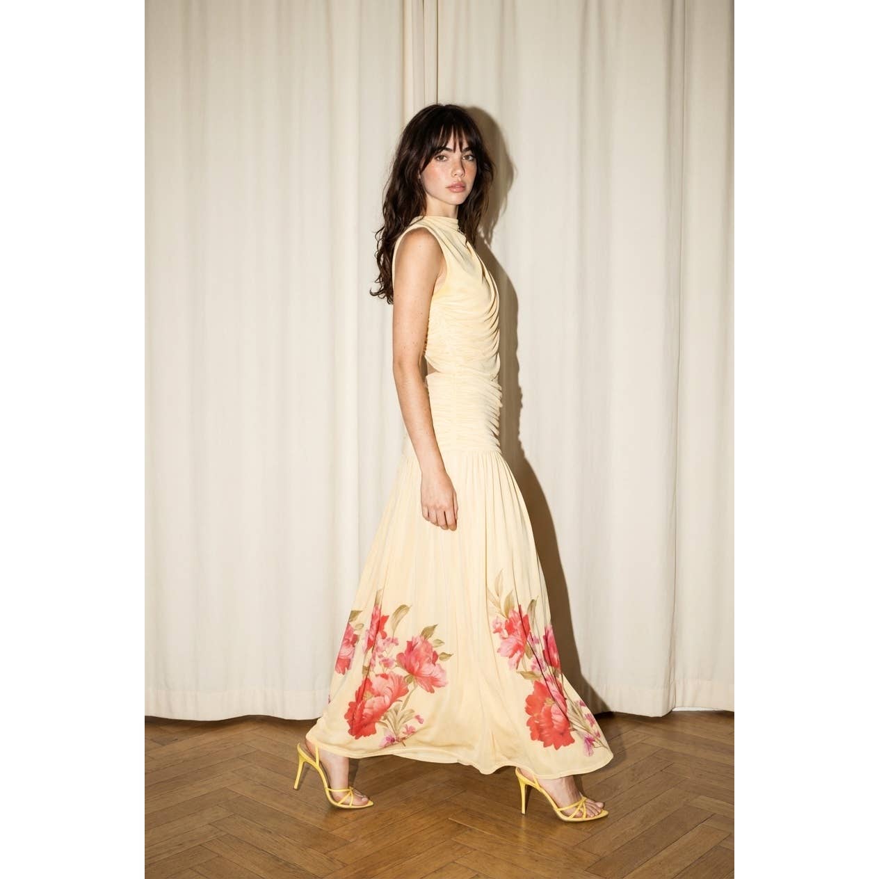 Flower Draped Maxi Dress