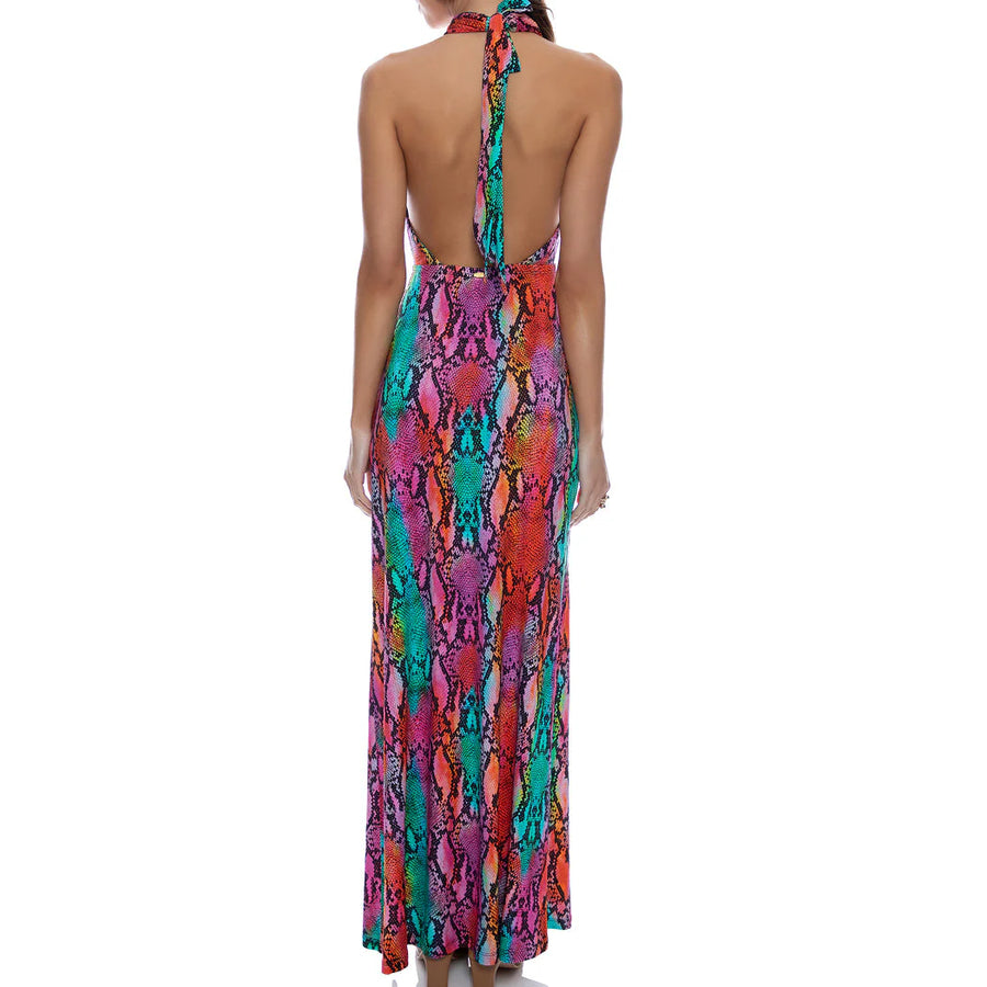 Electric SkinHalter Neck Cut Out Long Dress