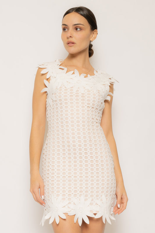 Flowers Knitting Mini Dress