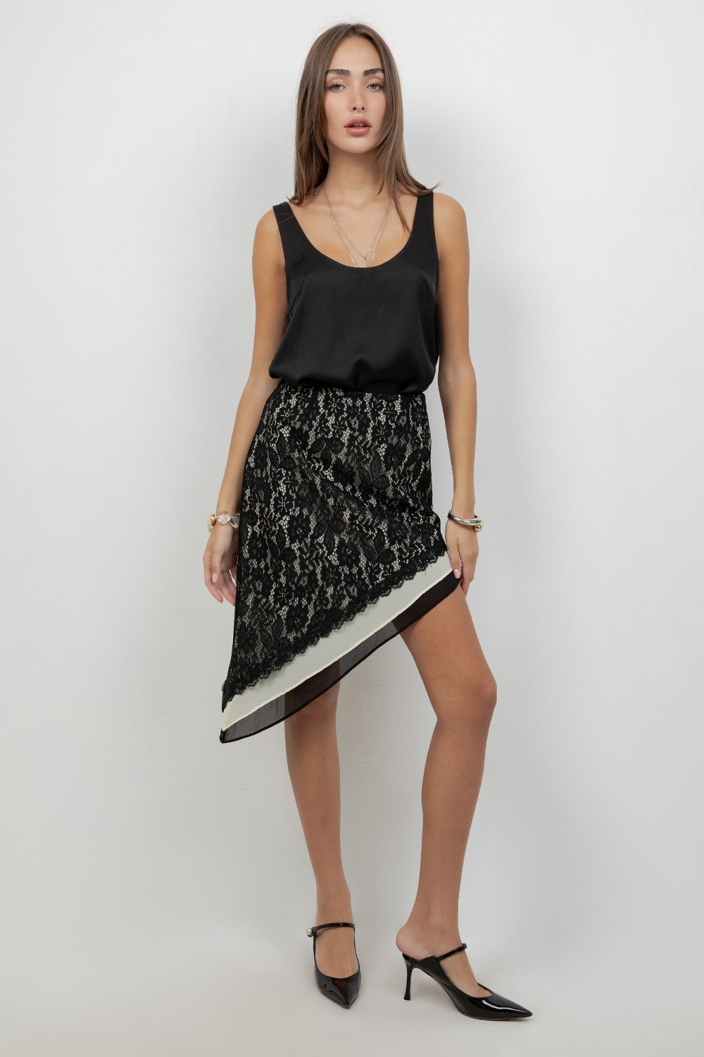 Lace Asymmetrical Skirt