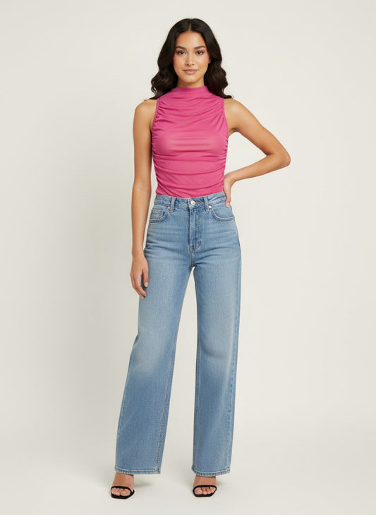 Ruched Mesh Tank Top