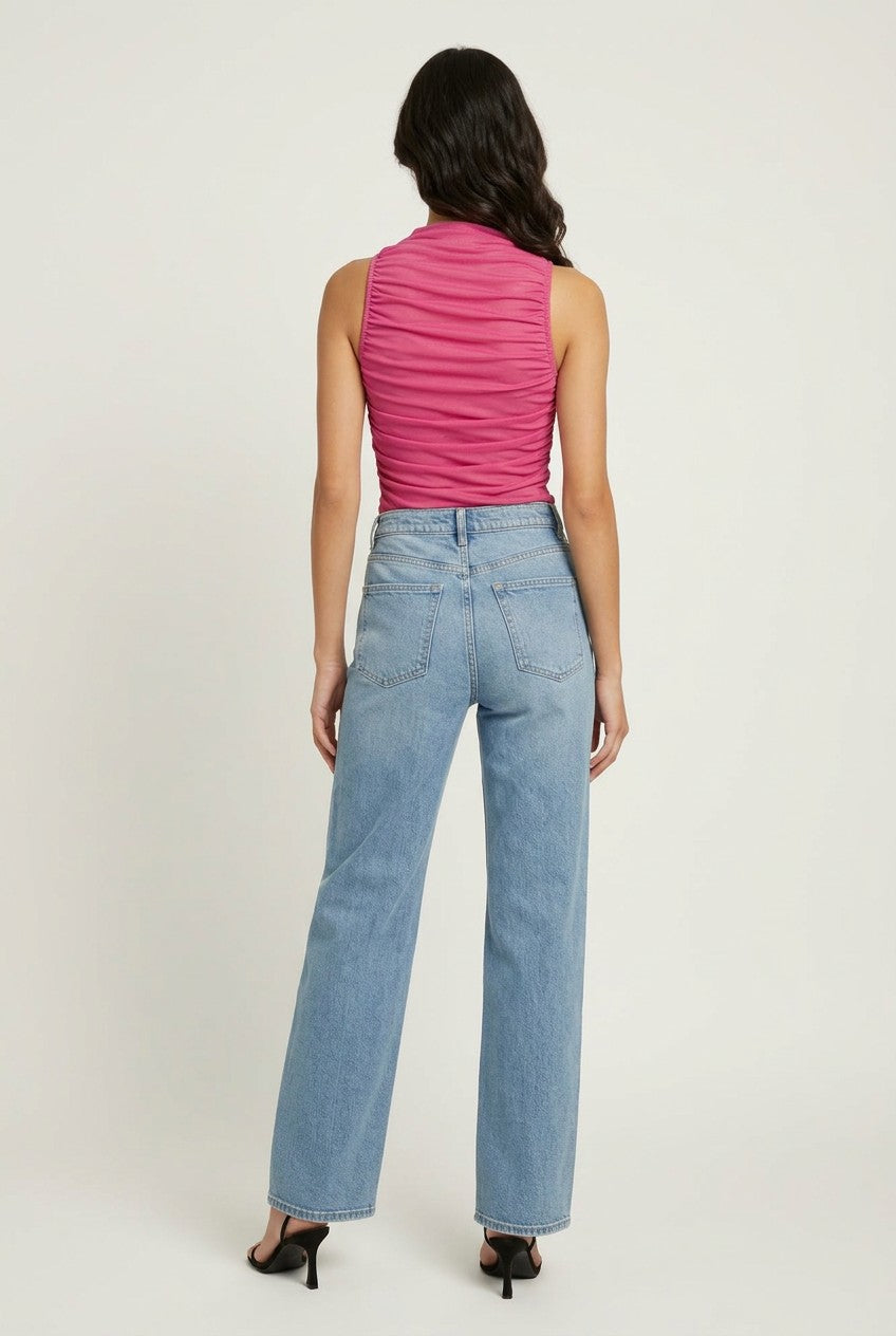 Ruched Mesh Tank Top