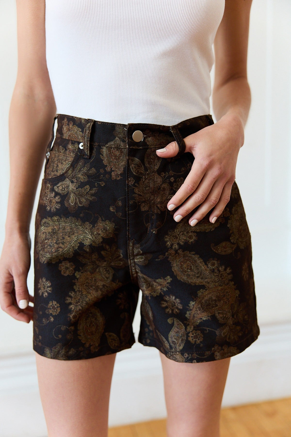 Vintage Floral Denim Shorts