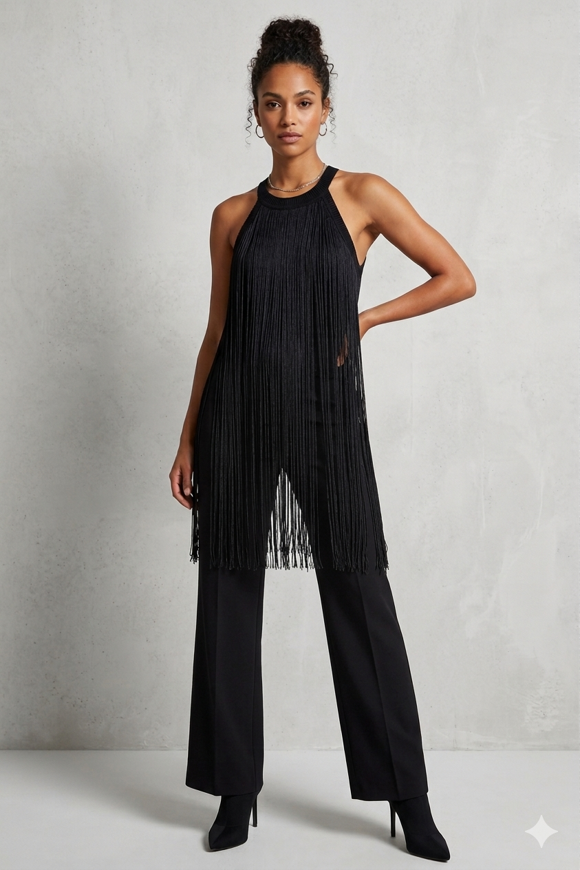 Fringed Knit Top