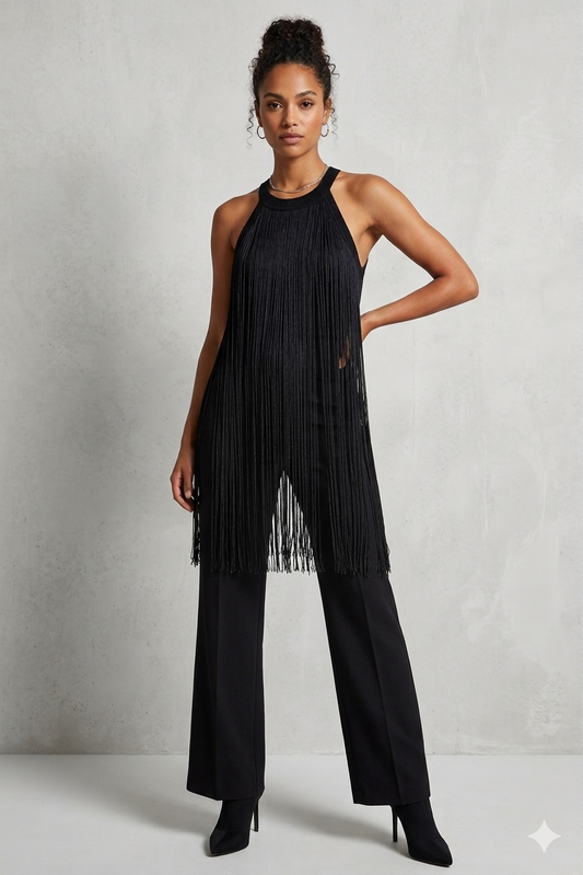 Fringed Knit Top