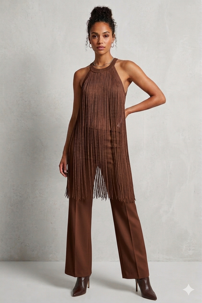 Fringed Knit Top