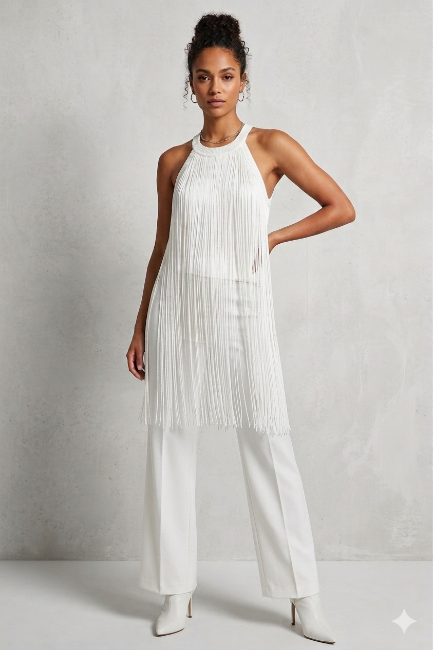 Fringed Knit Top