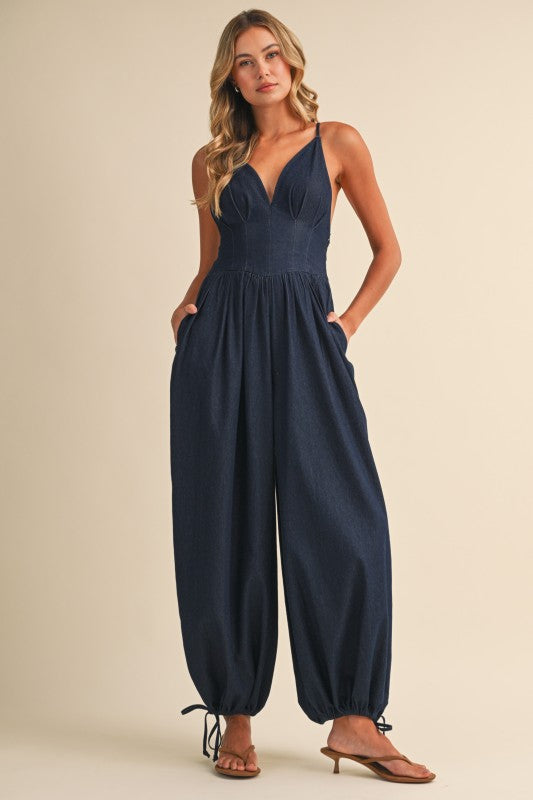 Denim Corset Jumpsuit