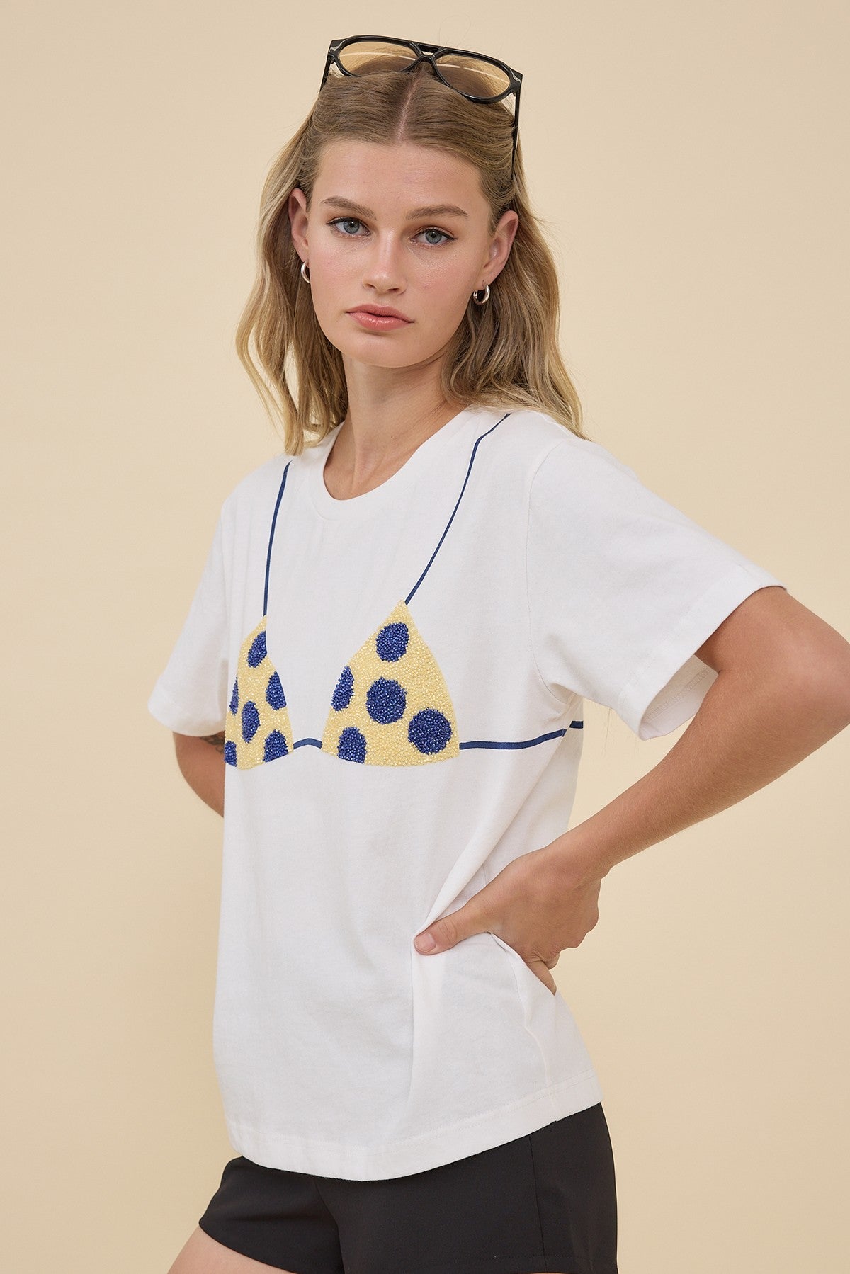 Polka Dot Print Bikini Top Shirt