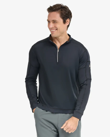 BLACK MEN'S MOCK ZIP TOP