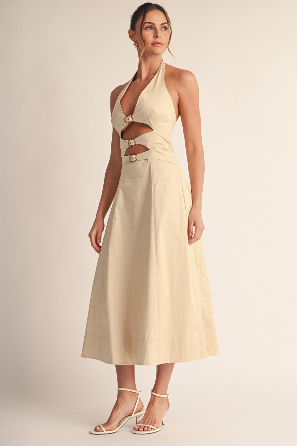 Buckle Detail Midi Dress