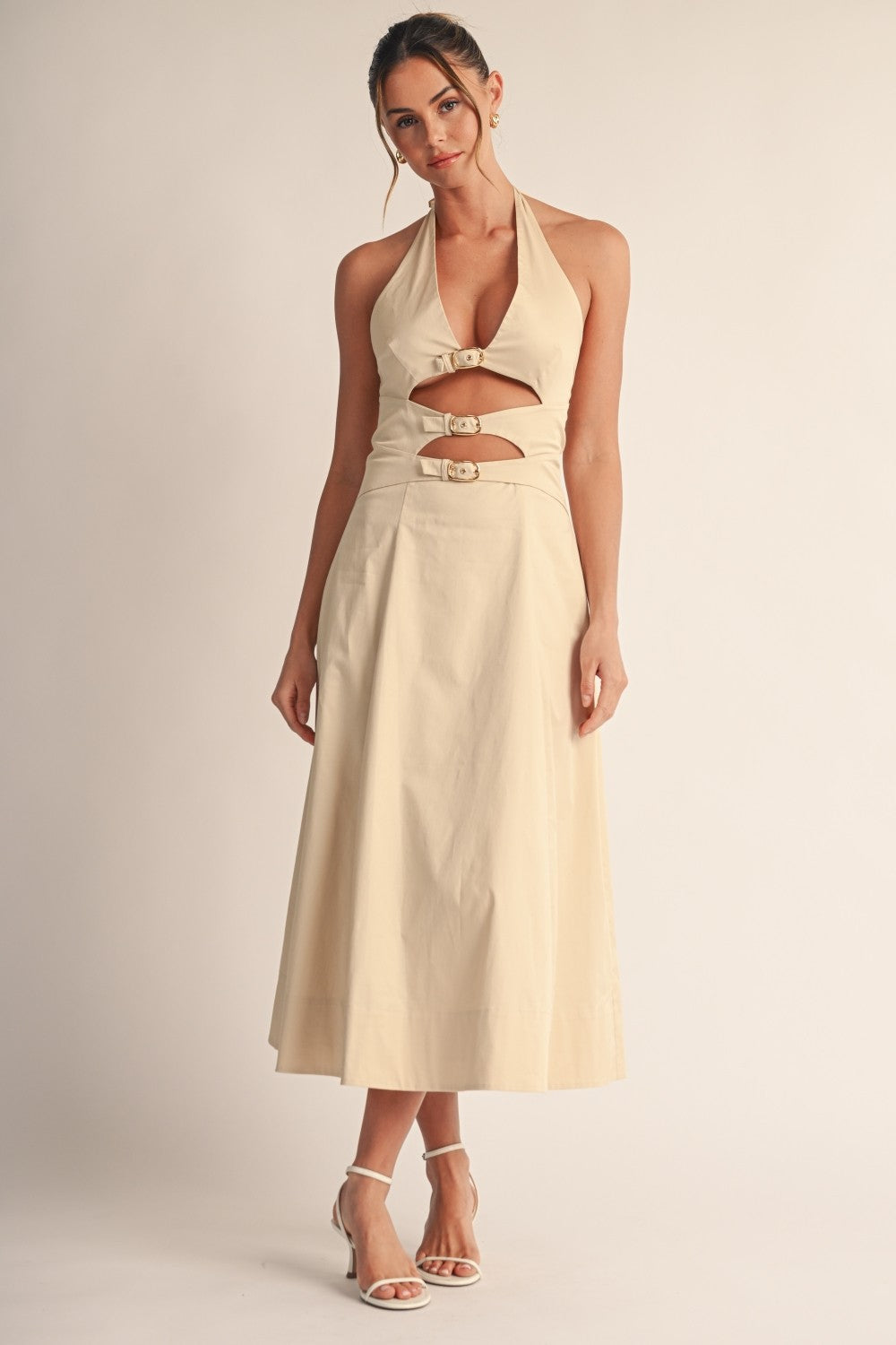 Buckle Detail Midi Dress