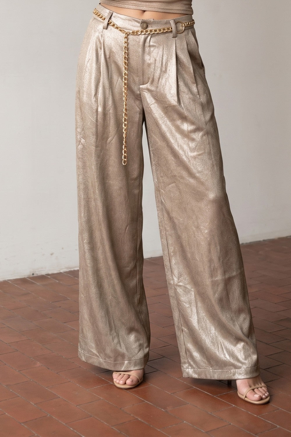 Shimmering Pleated Pants