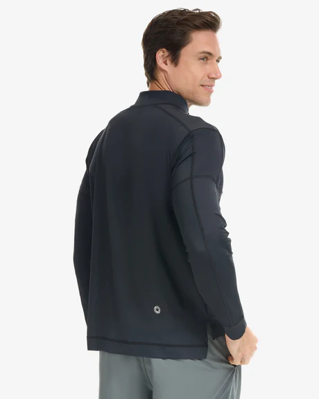 BLACK MEN'S MOCK ZIP TOP