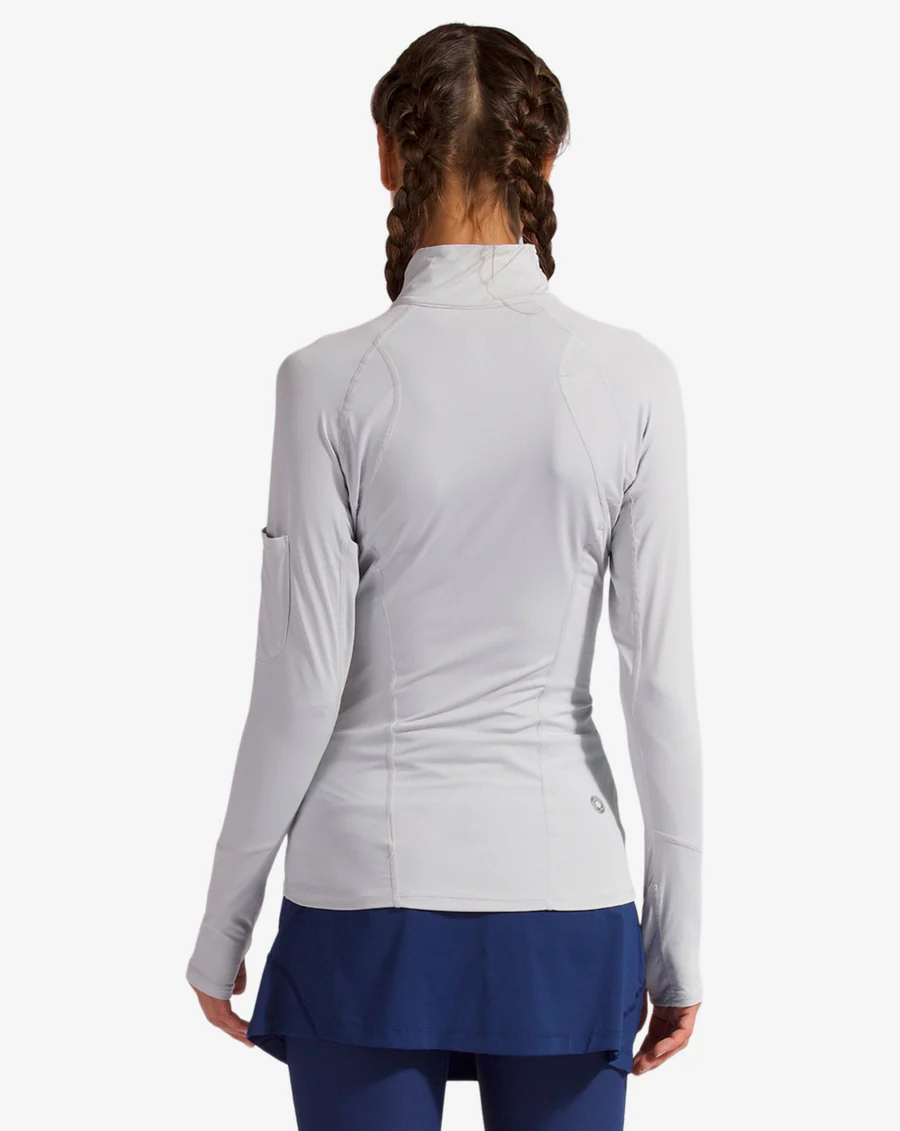 SOFT GRAY WOMEN'S MOCK ZIP TOP